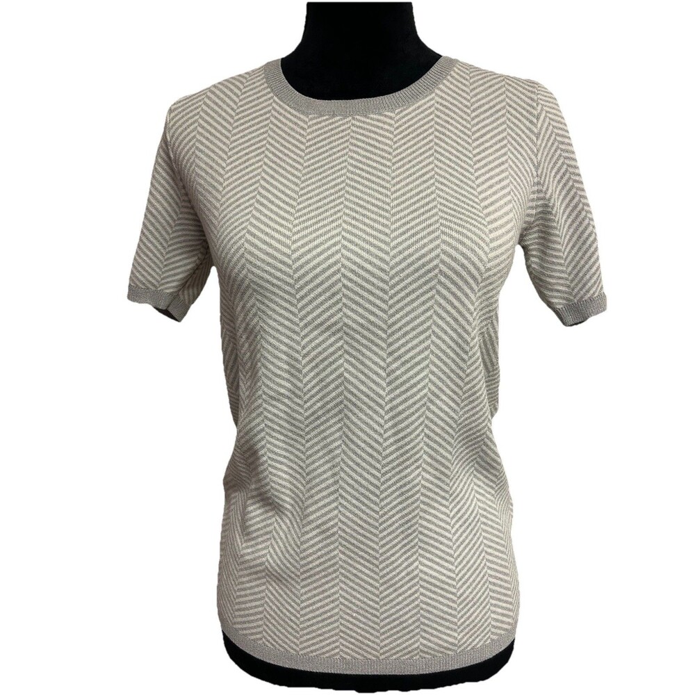Ann Taylor Womens Small Short Sleeve Sweater Pull On Crew Neck Viscose Nylon